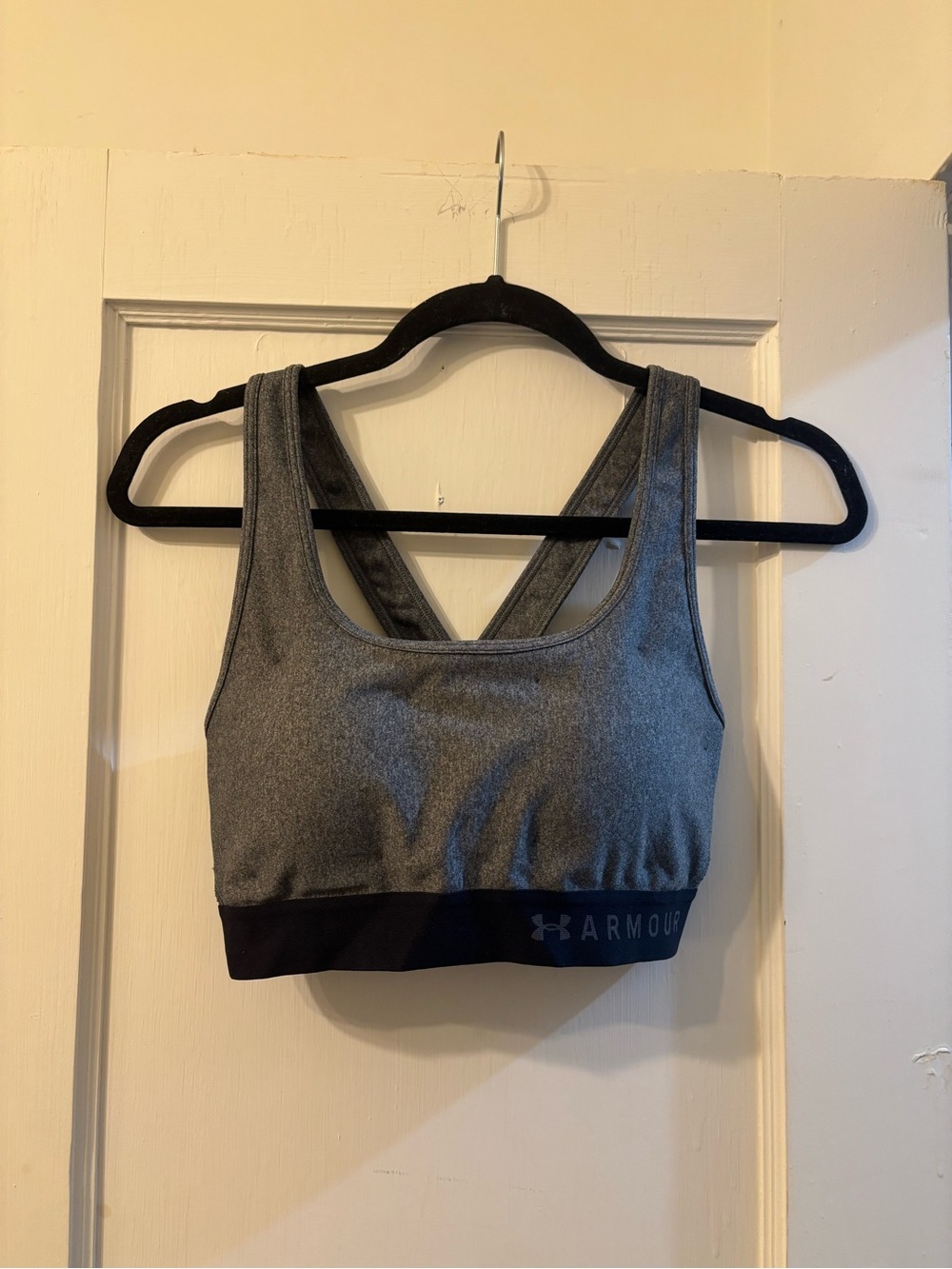 Under Armour Gray and Black Racerback Sports Bra sewn in padded